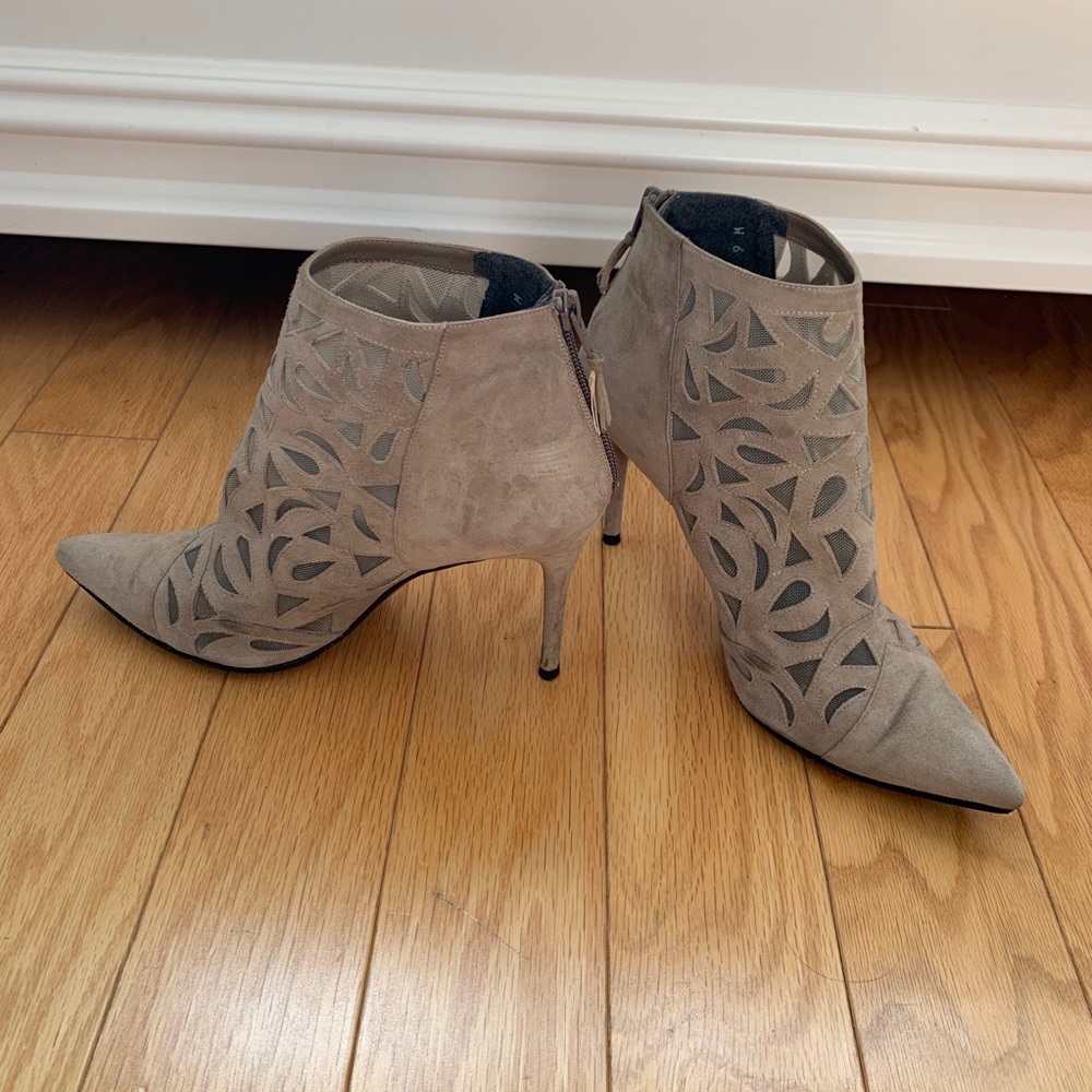 Stuart Weitzman Laser Cut Grey Bootie
